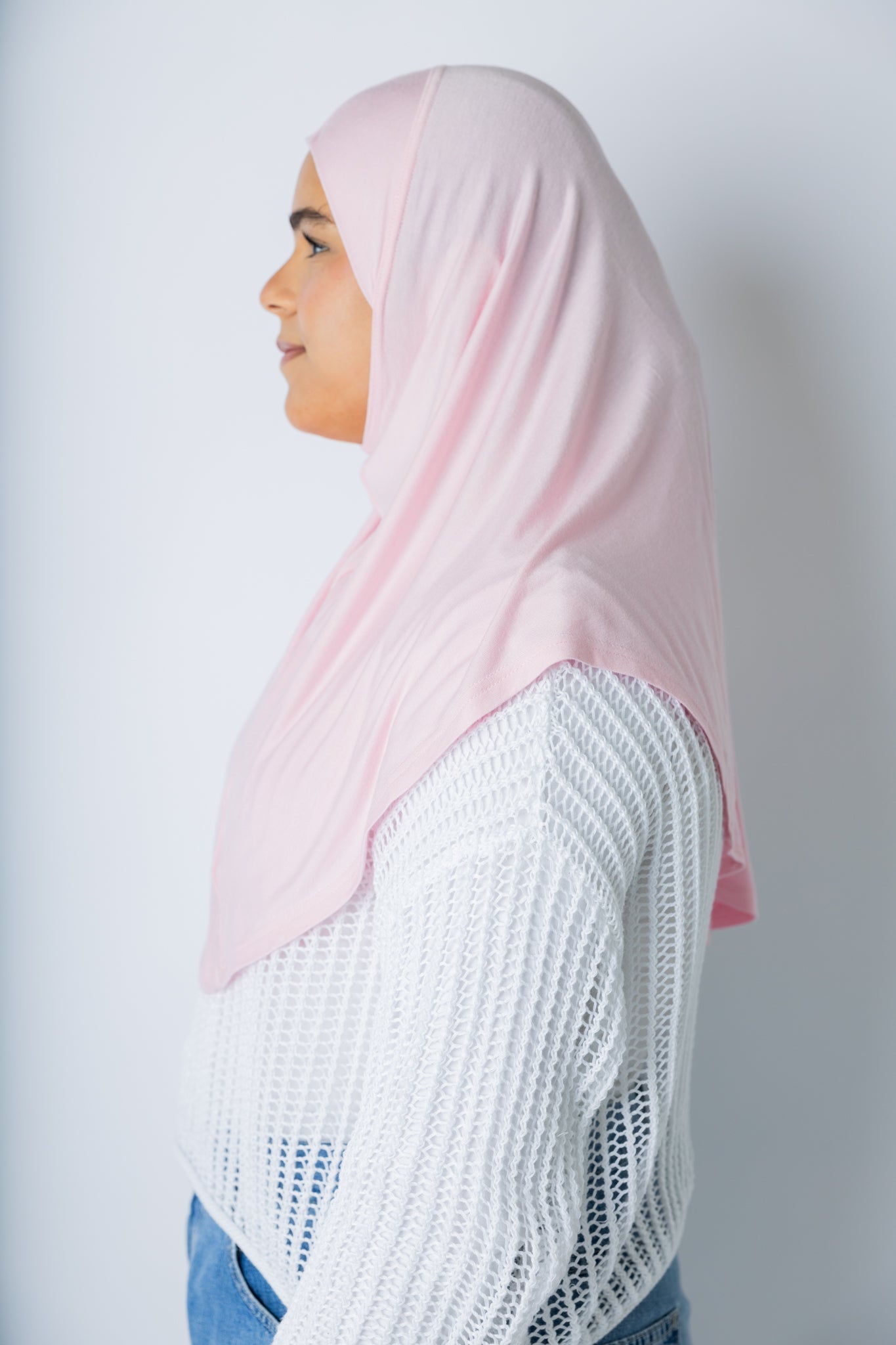 One Piece Slip on Jersey Hijab - Light Pink