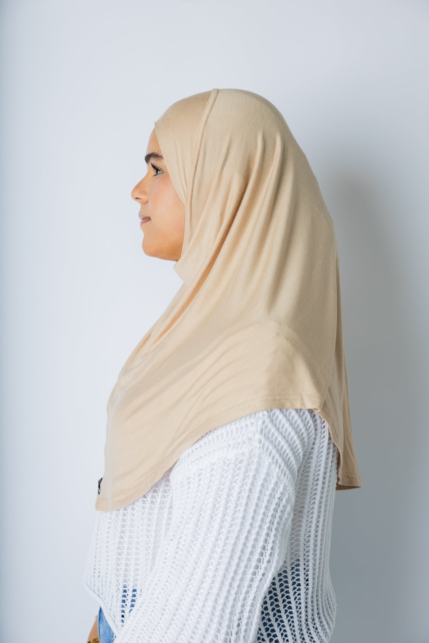One Piece Slip on Jersey Hijab - Tan