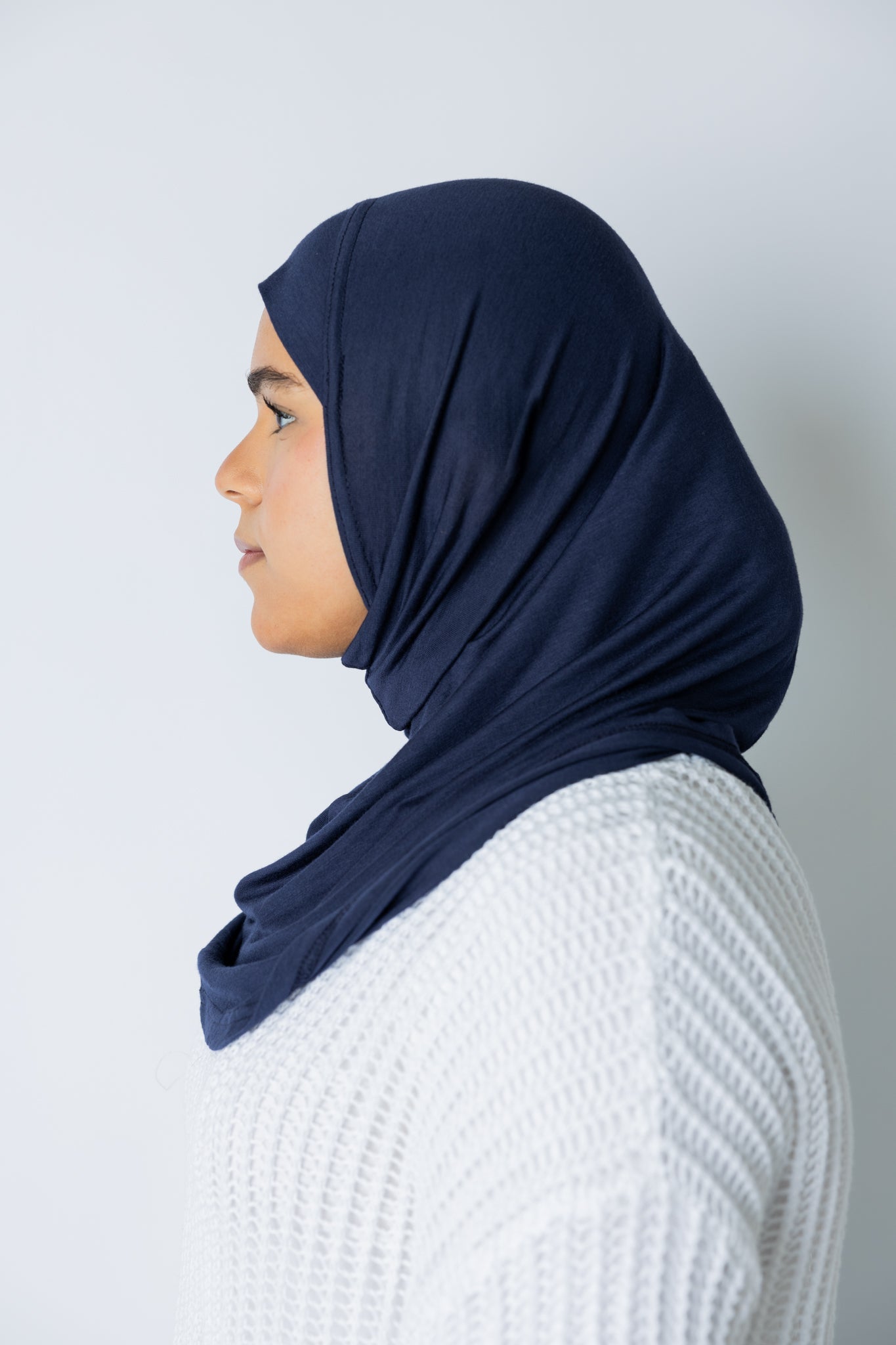 One Piece Slip on Jersey Hijab - Navy