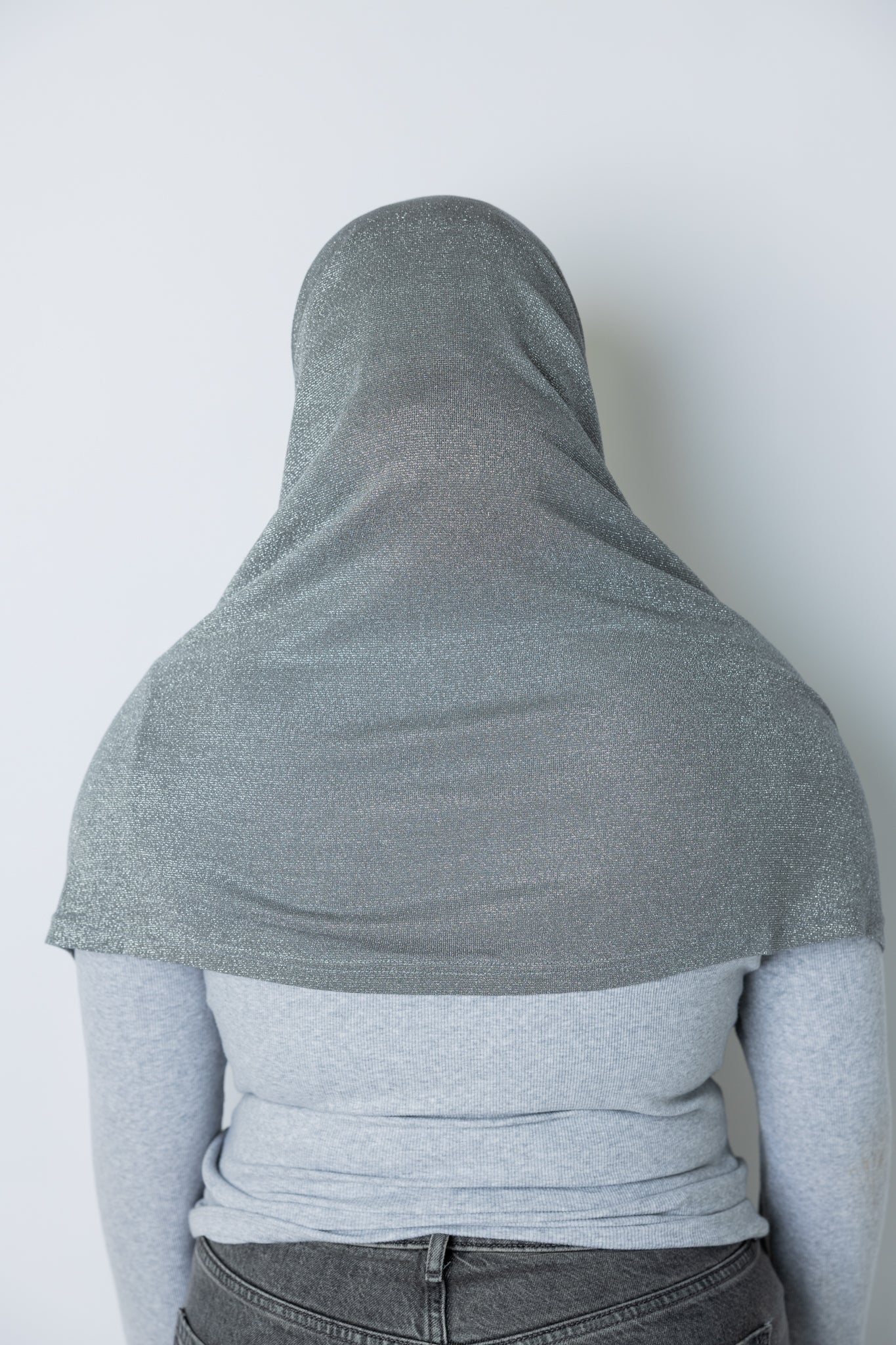 Two Piece Shimmer Jersey Hijab - Dark Gray