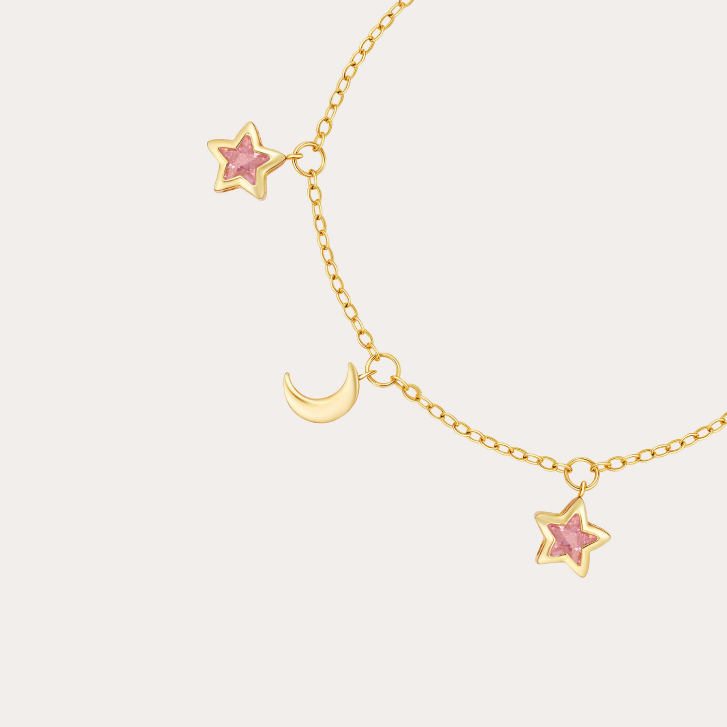 Crystal Moon and Stars Dangling Bracelet