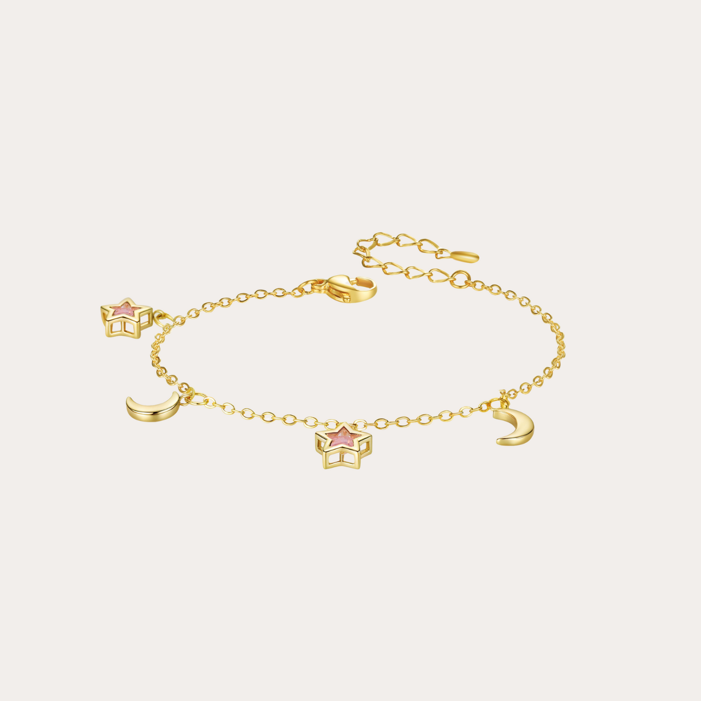 Crystal Moon and Stars Dangling Bracelet