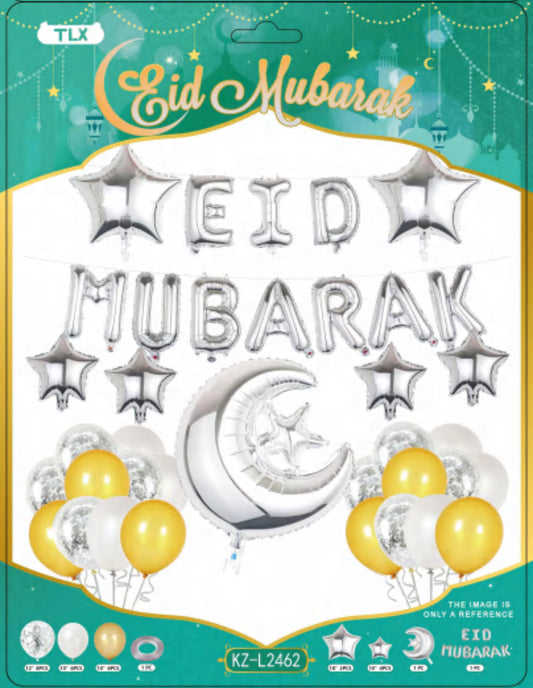 Silver Eid Balloon Party Sets