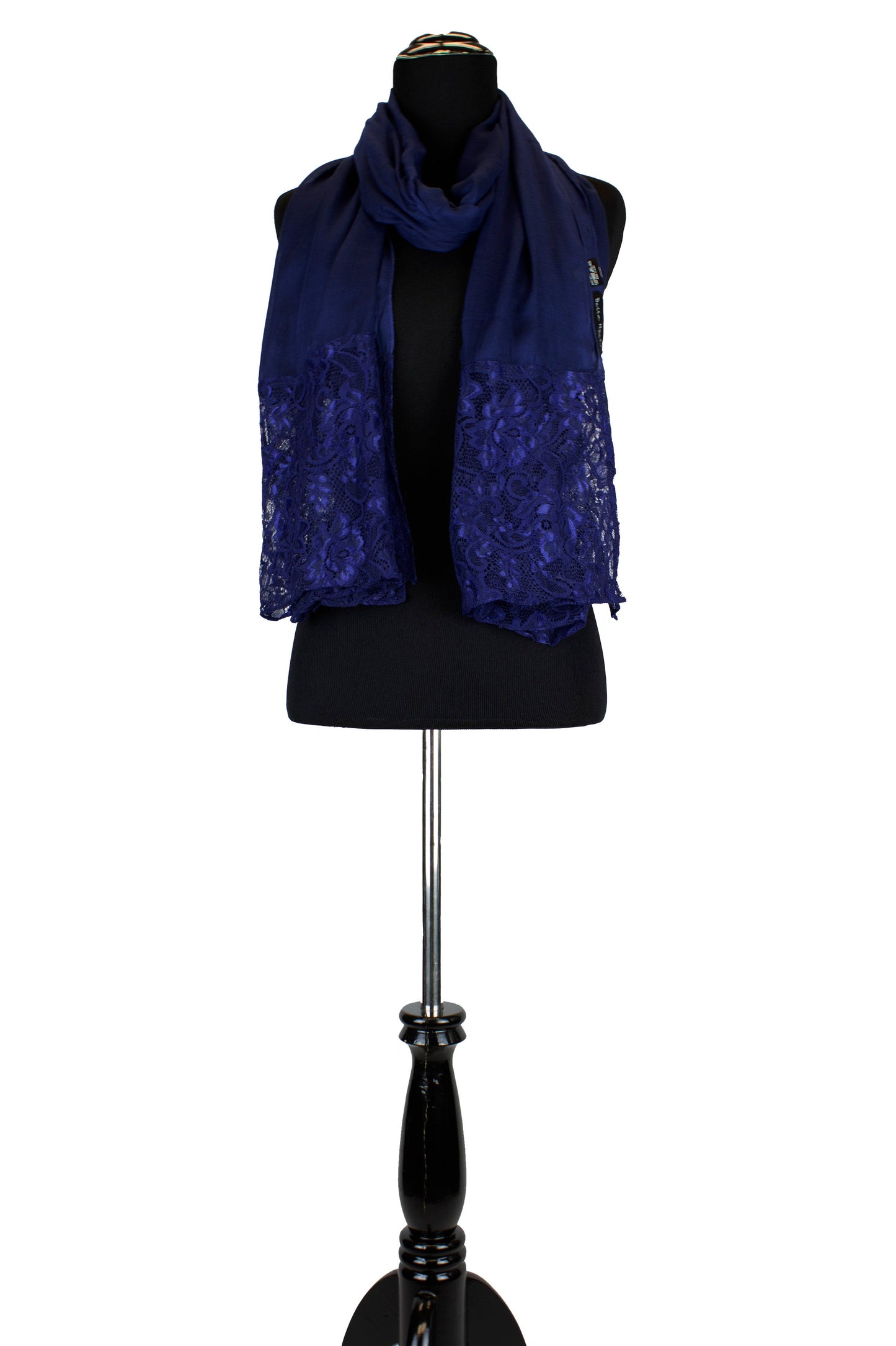 Modal Lace Hijab - Navy Blue