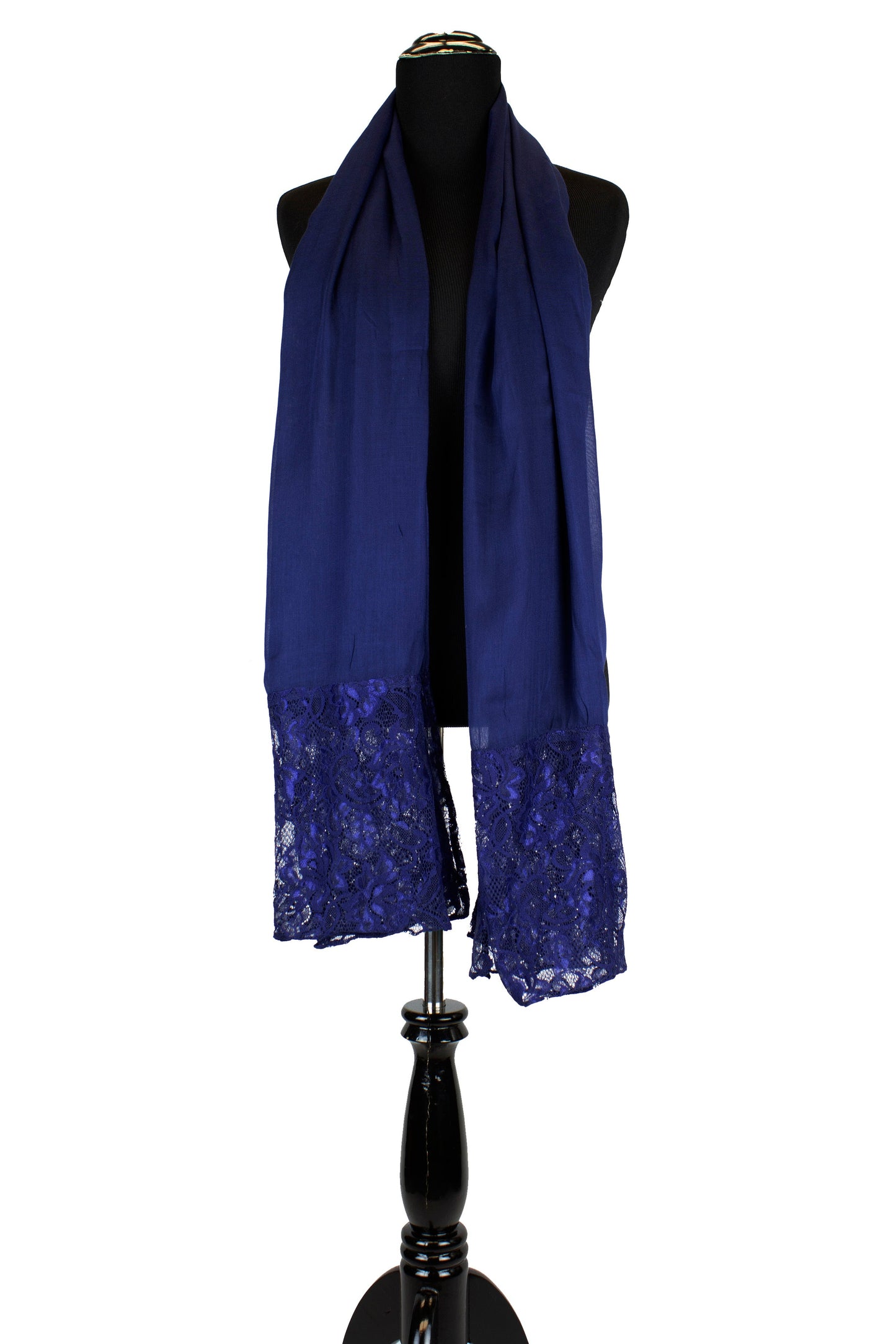 Modal Lace Hijab - Navy Blue