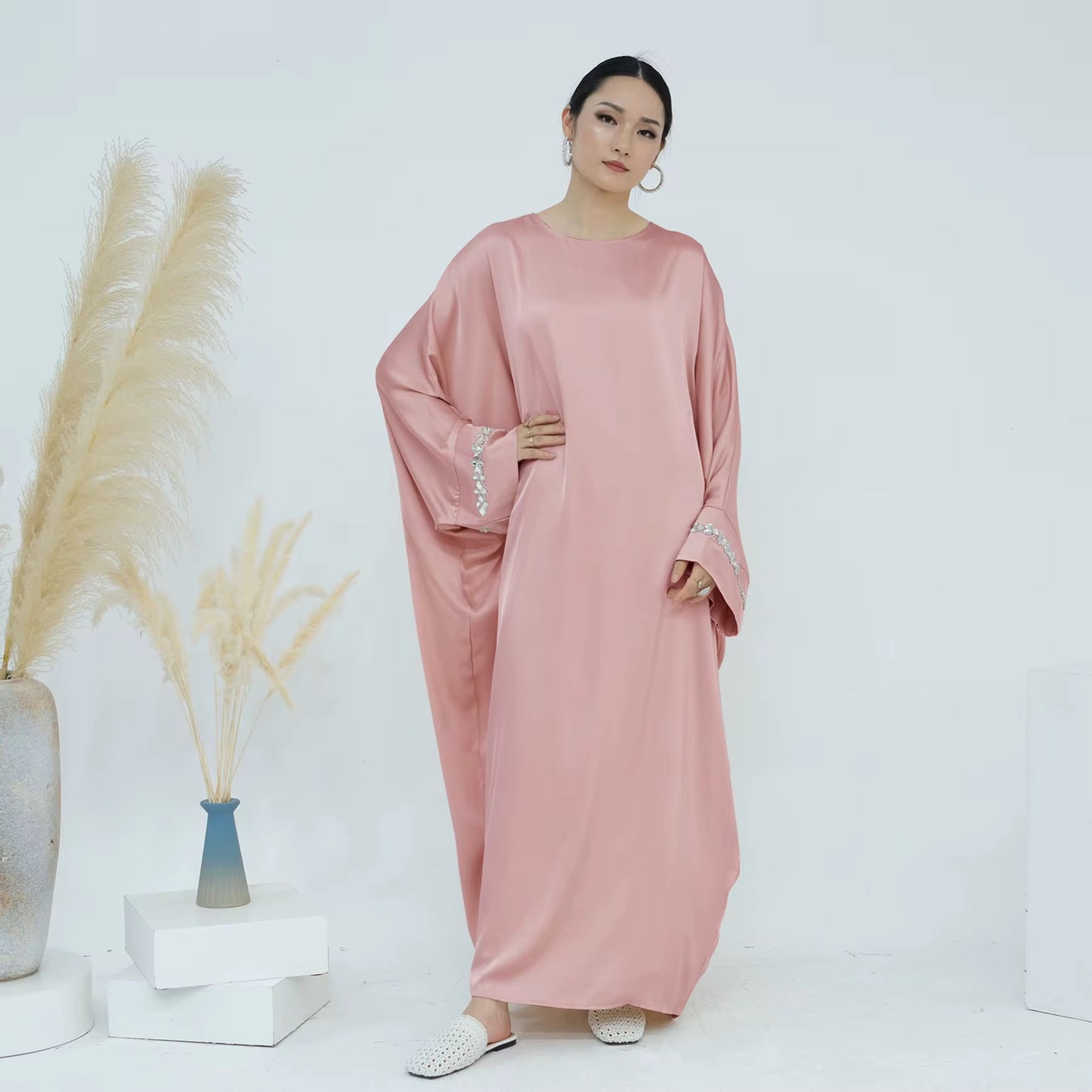 eid outfit 26- rhinestones butterfly satin dress