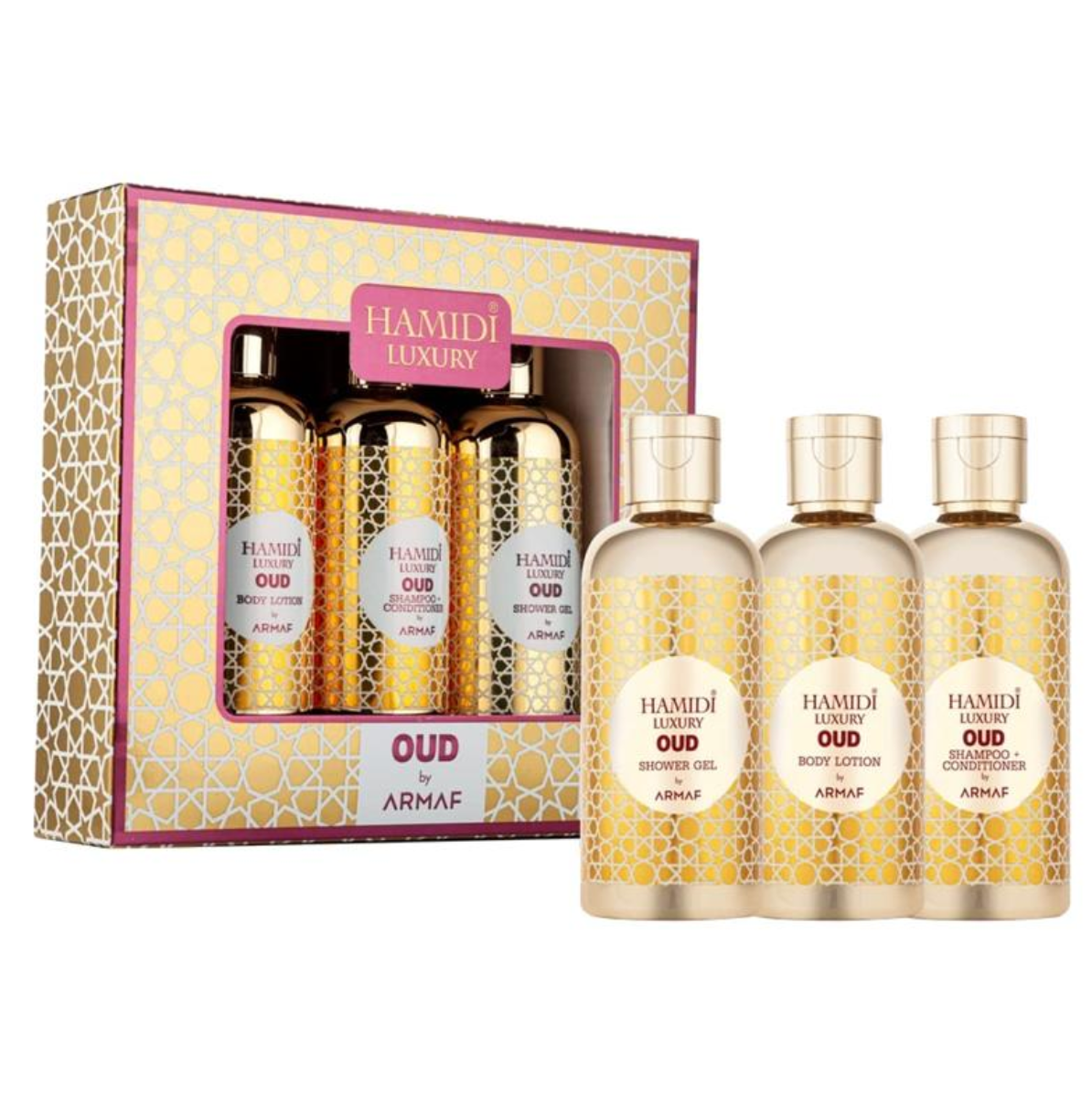 Luxury Oud Gift Set 95ml (shower Gel + Body Lotion + Shampoo Conditioner)