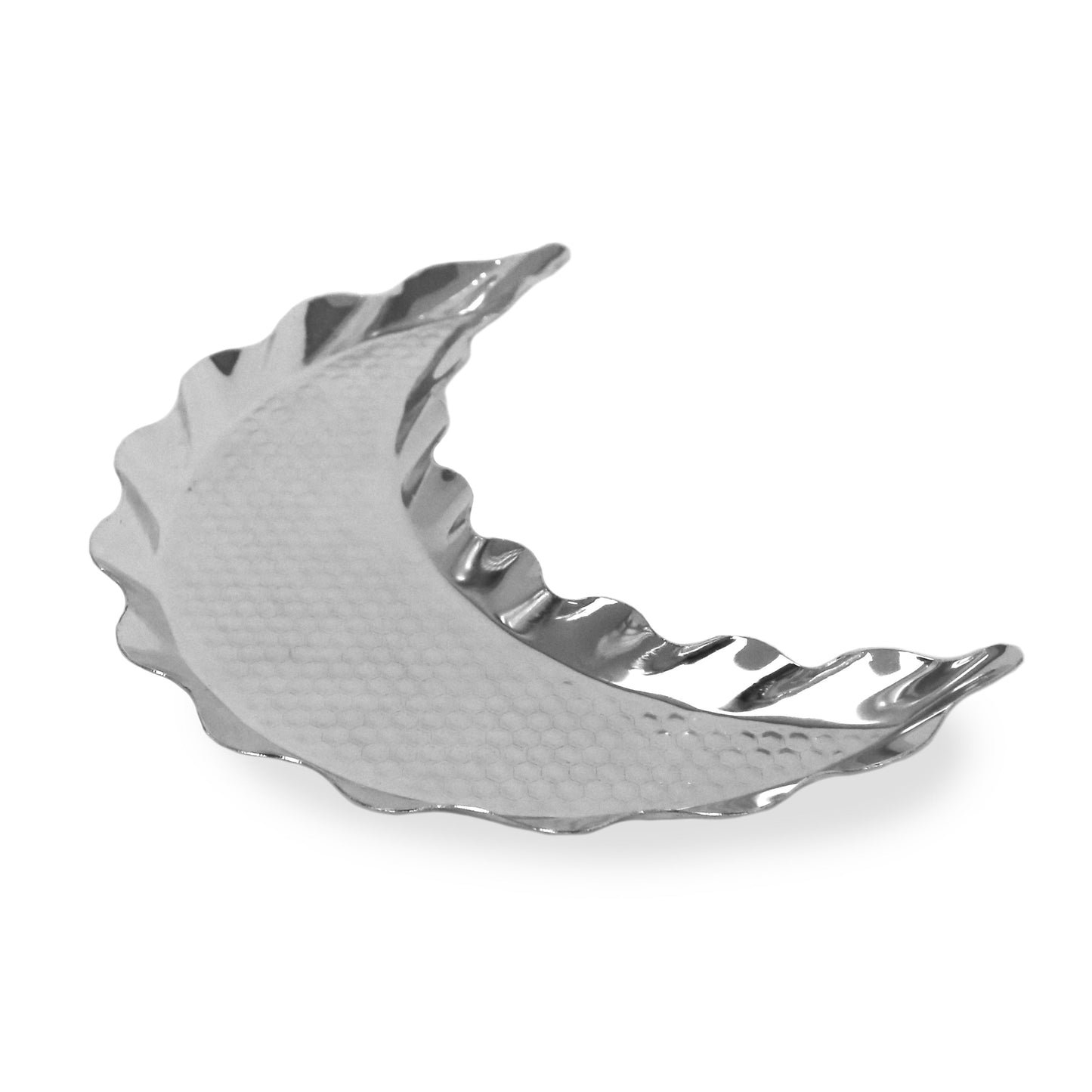 Hammered Moon Tray – Metal Crescent Tray for Ramadan