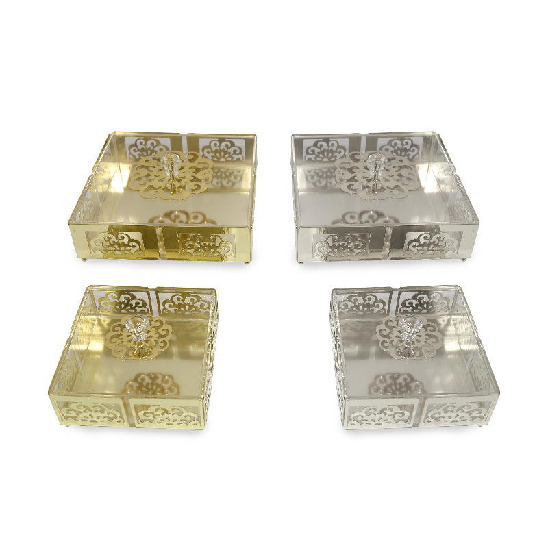 Joude Acrylic Dessert Box with Metal Ornamentation