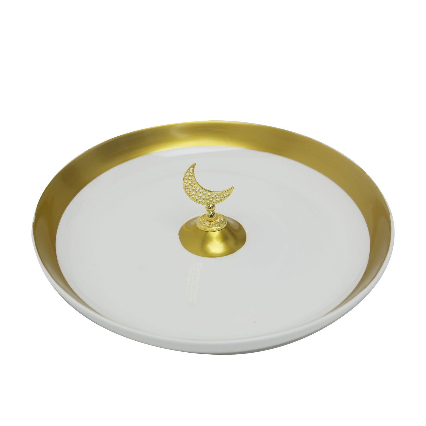 Jali Ceramic Plate with Crescent Moon Handle