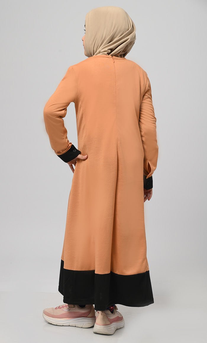 Girl'S Modest Muslim Sand Everyday Wear Abaya