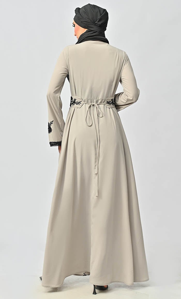 Mexico Style Beautiful Sequins And Zari Work belted Abaya