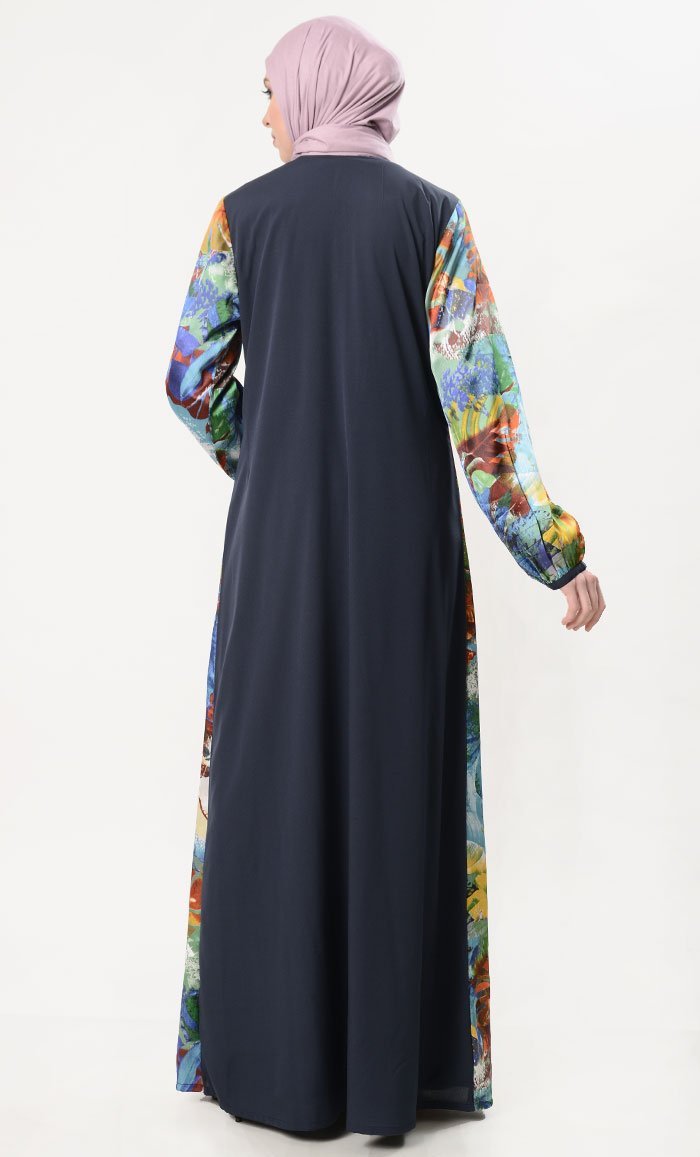 Multi-Colored Satin Abaya Dress