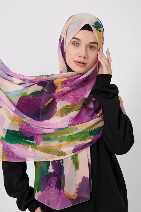 Printed Chiffon Hijab - Summer Iris