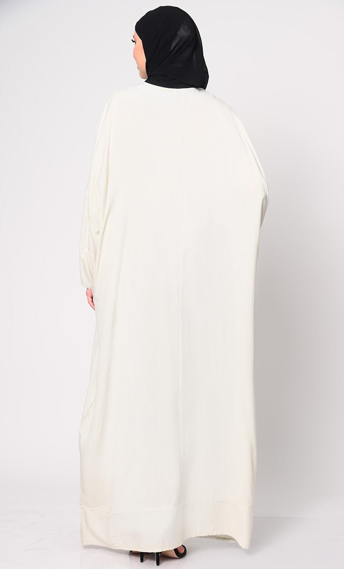Royal Elegance Women's Ivory Kaftan with Embroidery