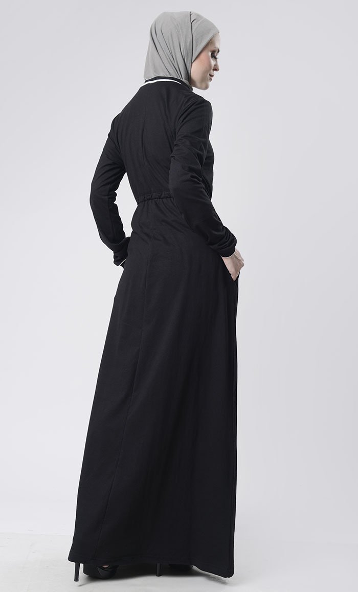 Sports drawstring Abaya With Pockets