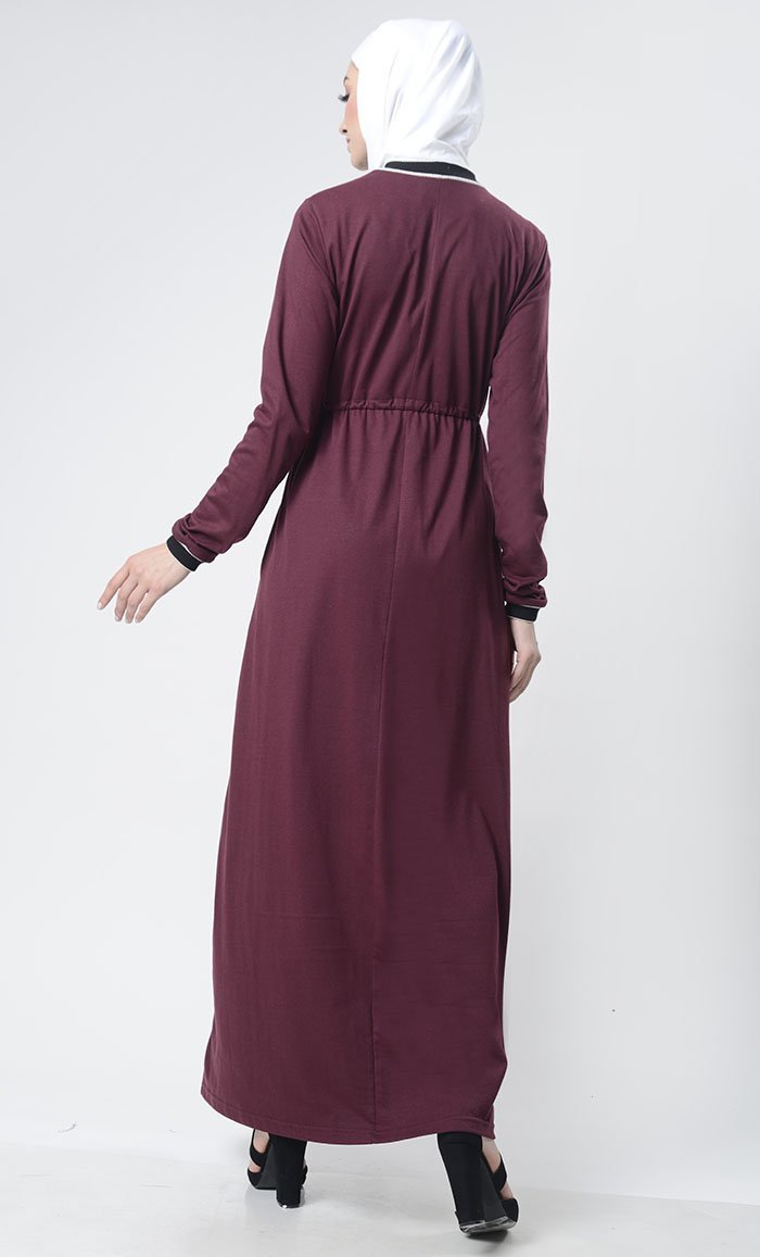 Sports drawstring Abaya With Pockets