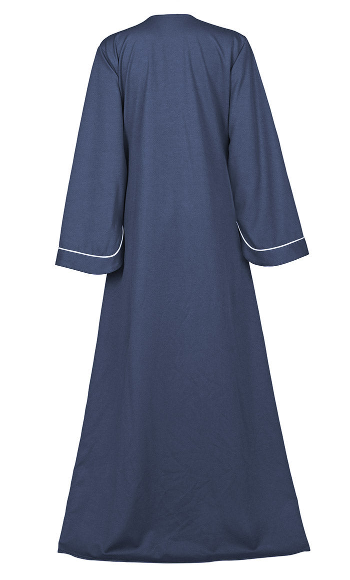 WARM CORDUROY Front Button Down Abaya With White Piping