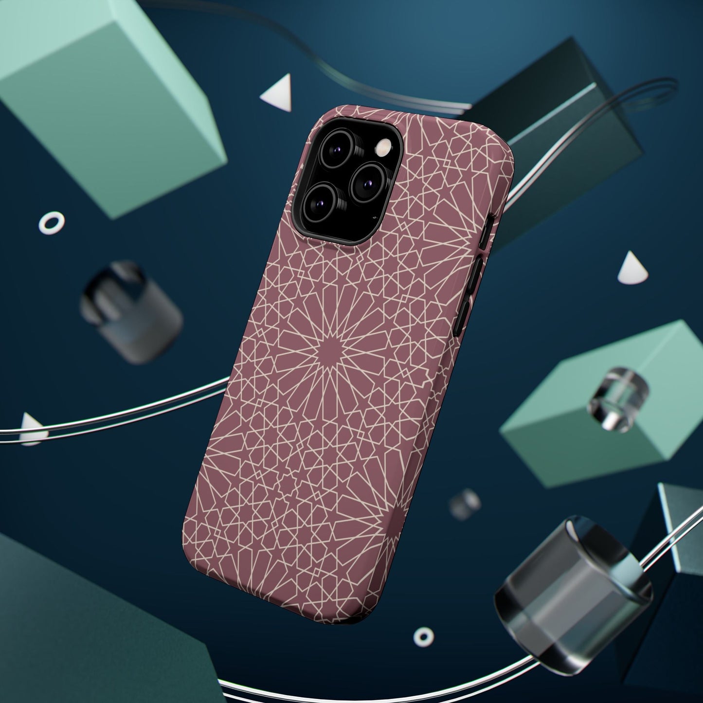 Pink Flower 🌸 Geometric Design Iphone Magnetic Tough Case