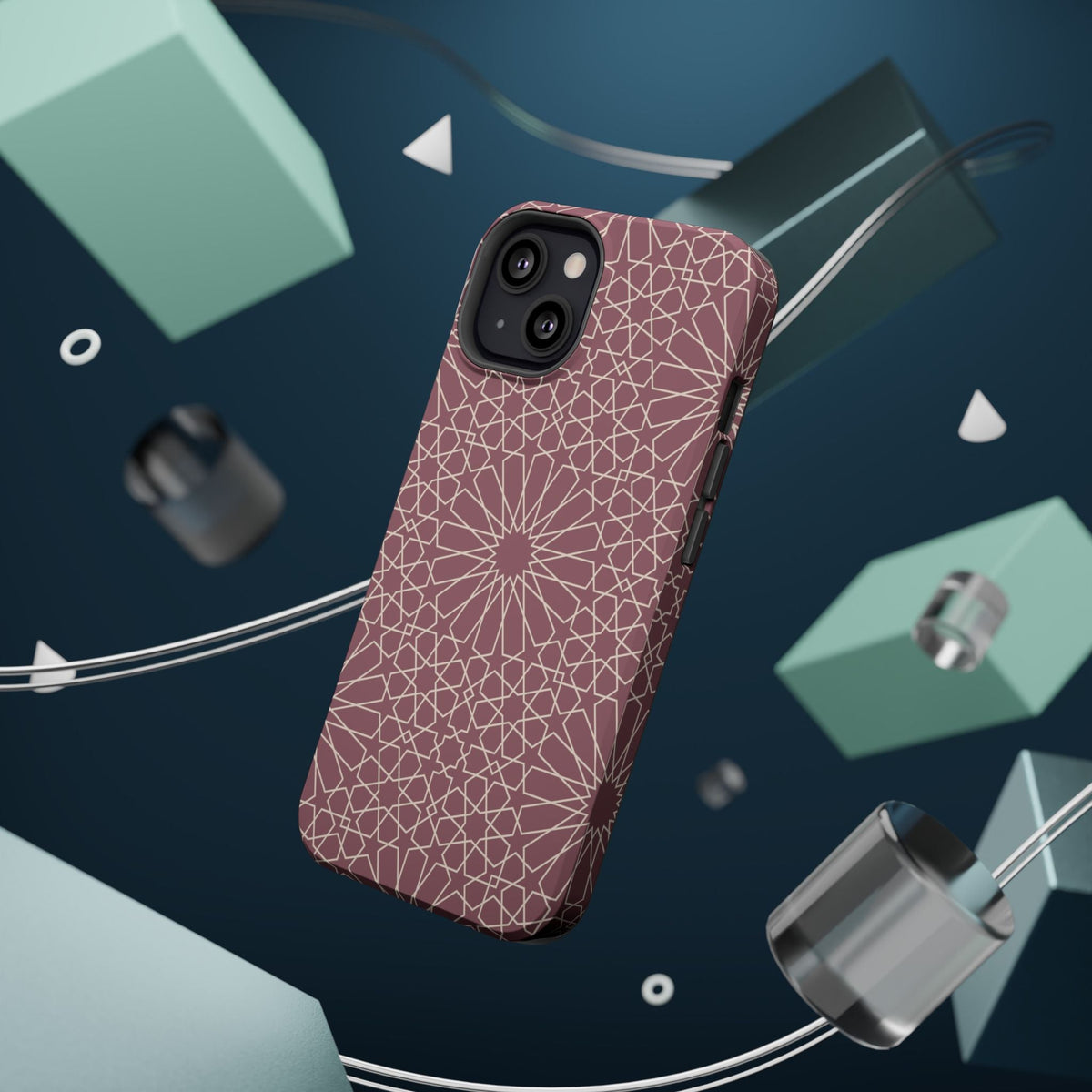 Pink Flower 🌸 Geometric Design Iphone Magnetic Tough Case