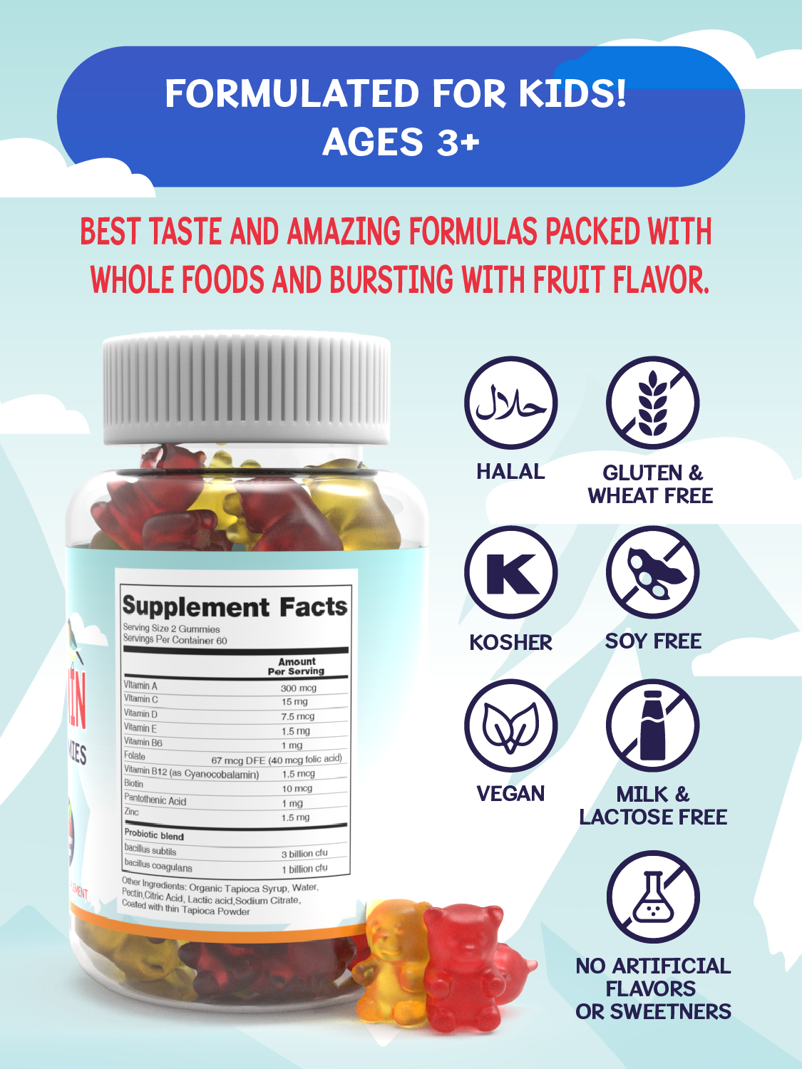 Kids Multivitamin with Probiotics Gummies