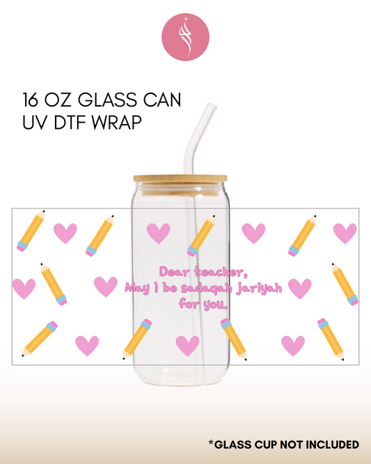 Pink Teacher UV DTF Sticker