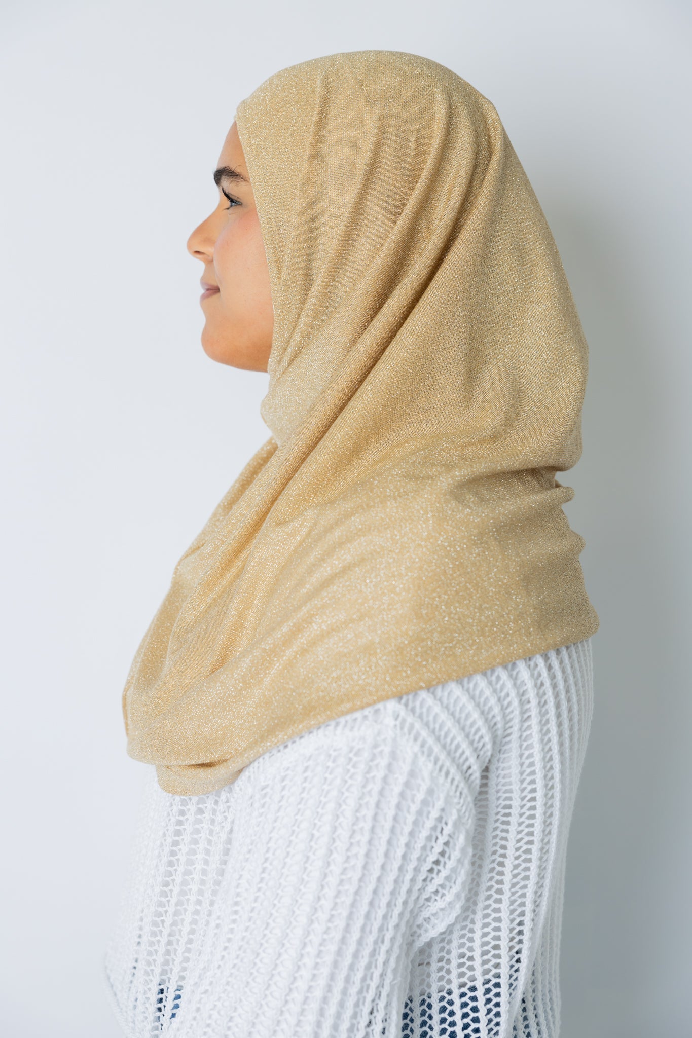 Two Piece Shimmer Jersey Hijab - Gold