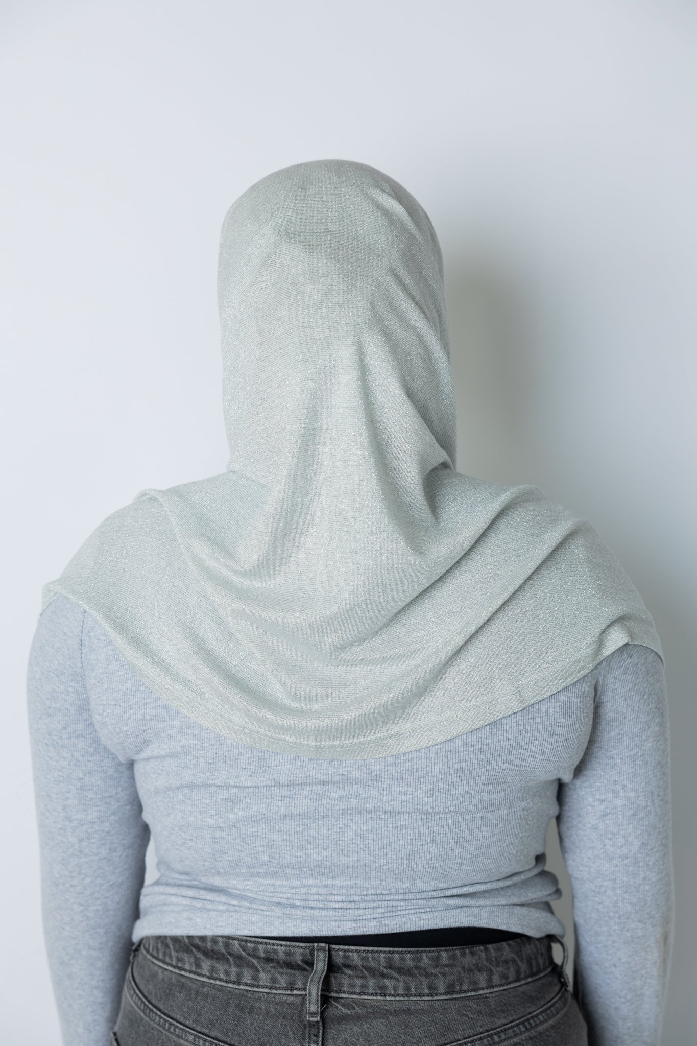Two Piece Shimmer Jersey Hijab - Silver