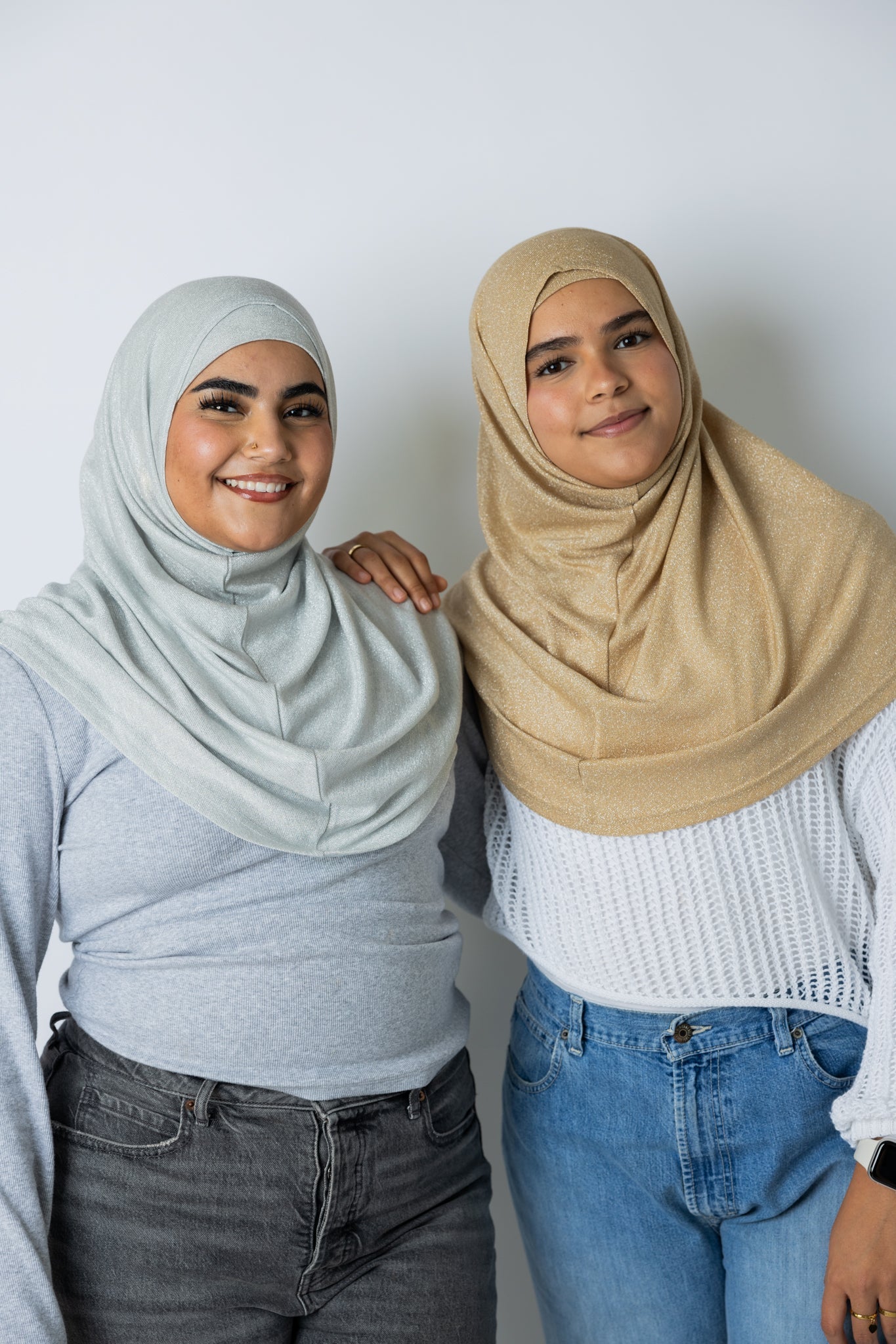 Two Piece Shimmer Jersey Hijab - Gold