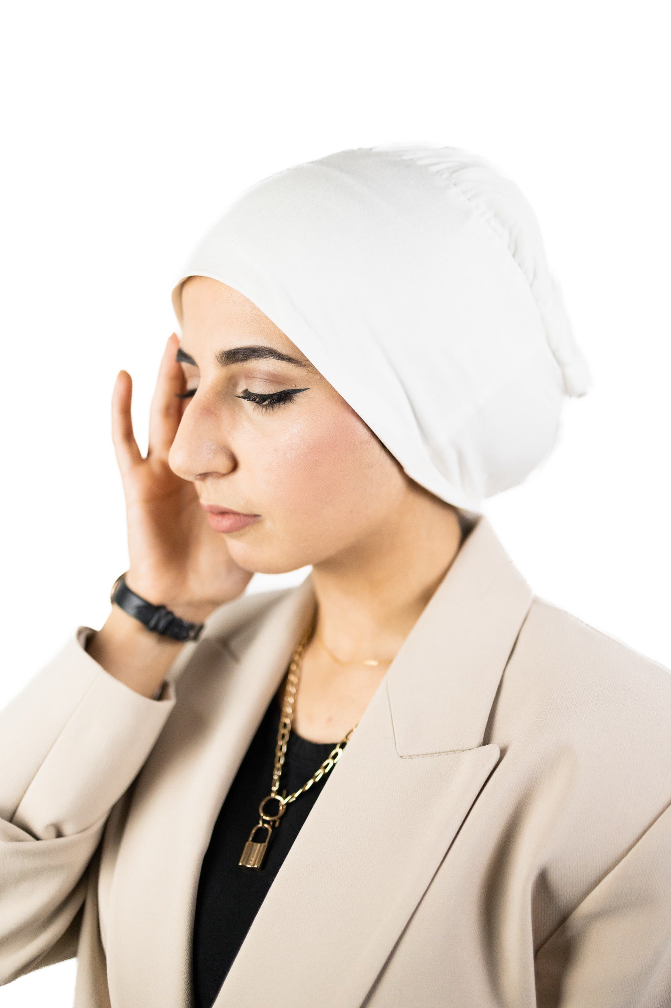 Satin Lined Under Cap - Off White