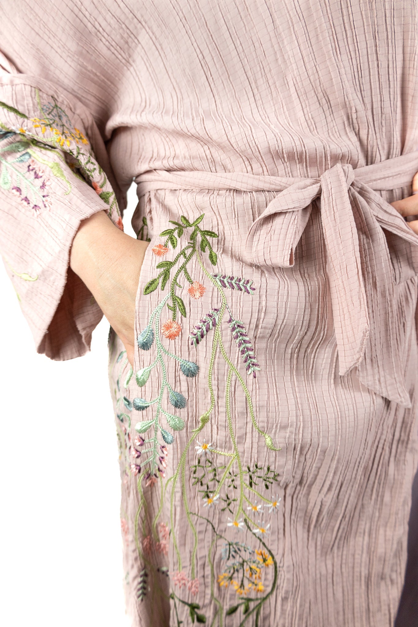 Dusty Pink Floral Embroidered Abaya