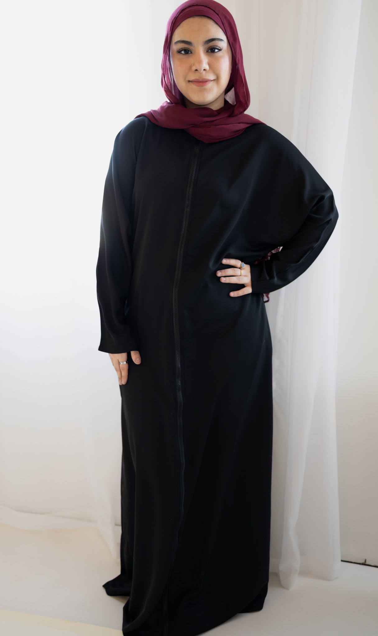 Essential Zip-Up Abaya - Black