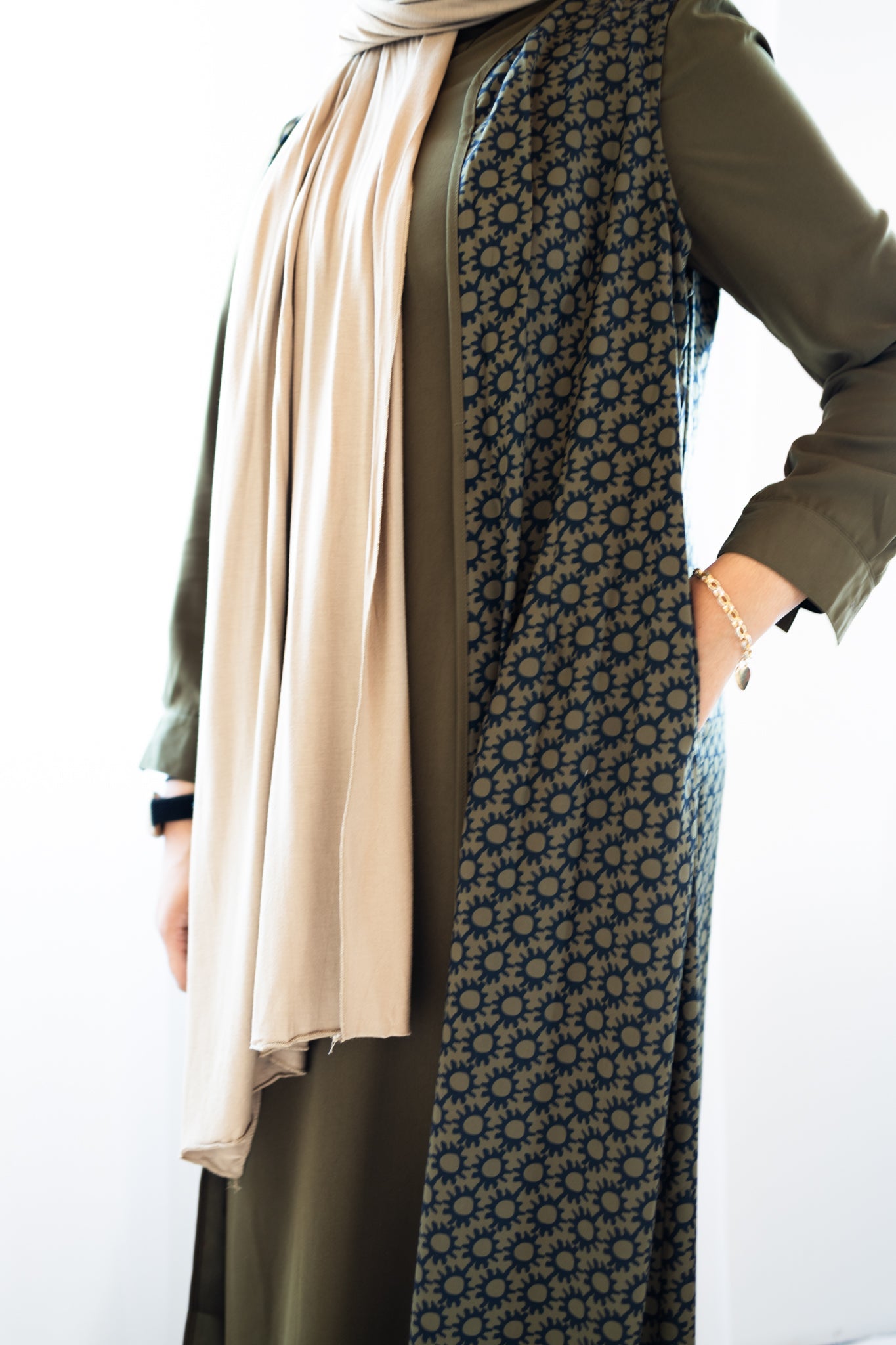 Abaya and Duster Set - Olive