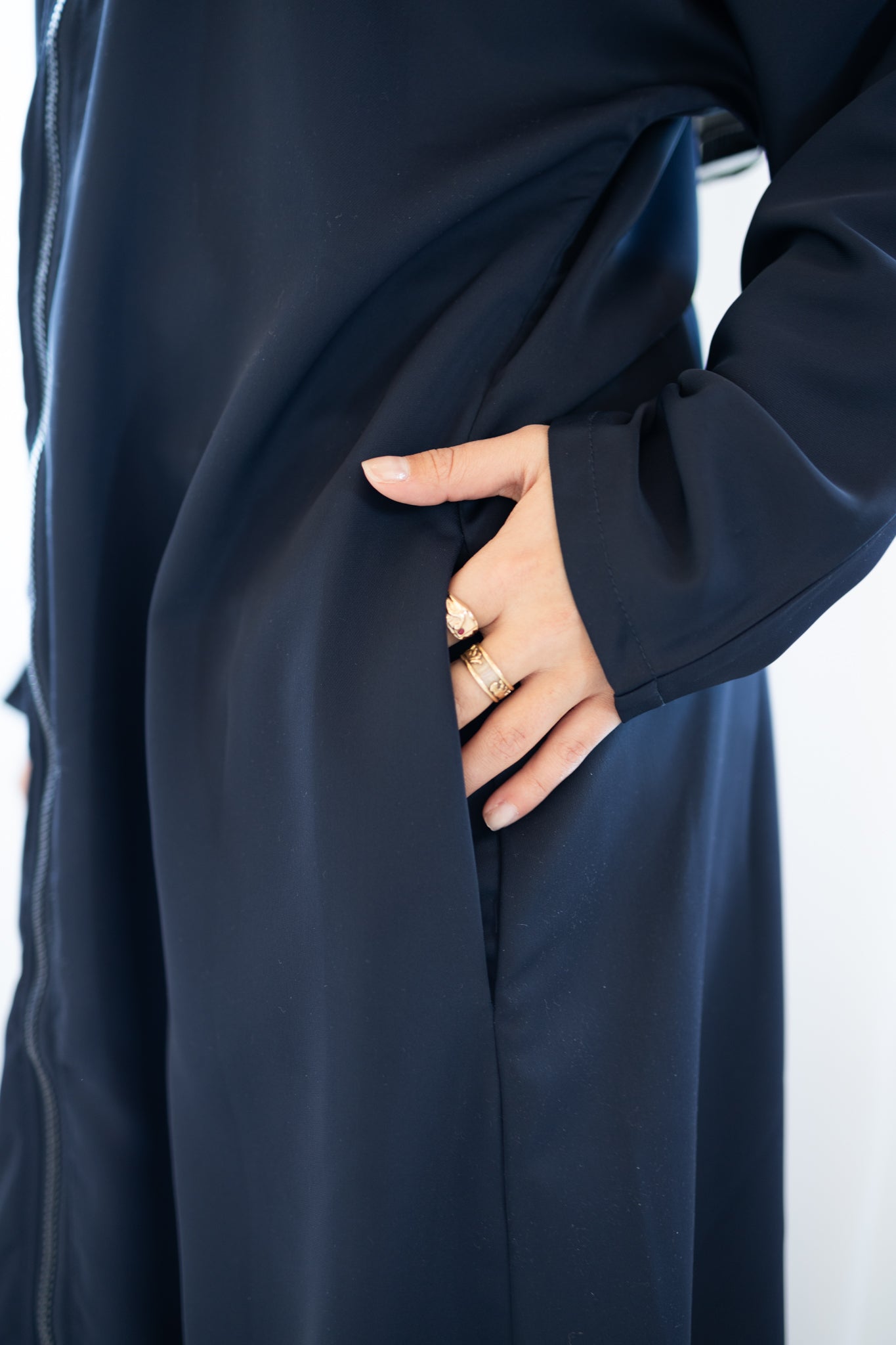 Essential Zip-Up Abaya - Navy