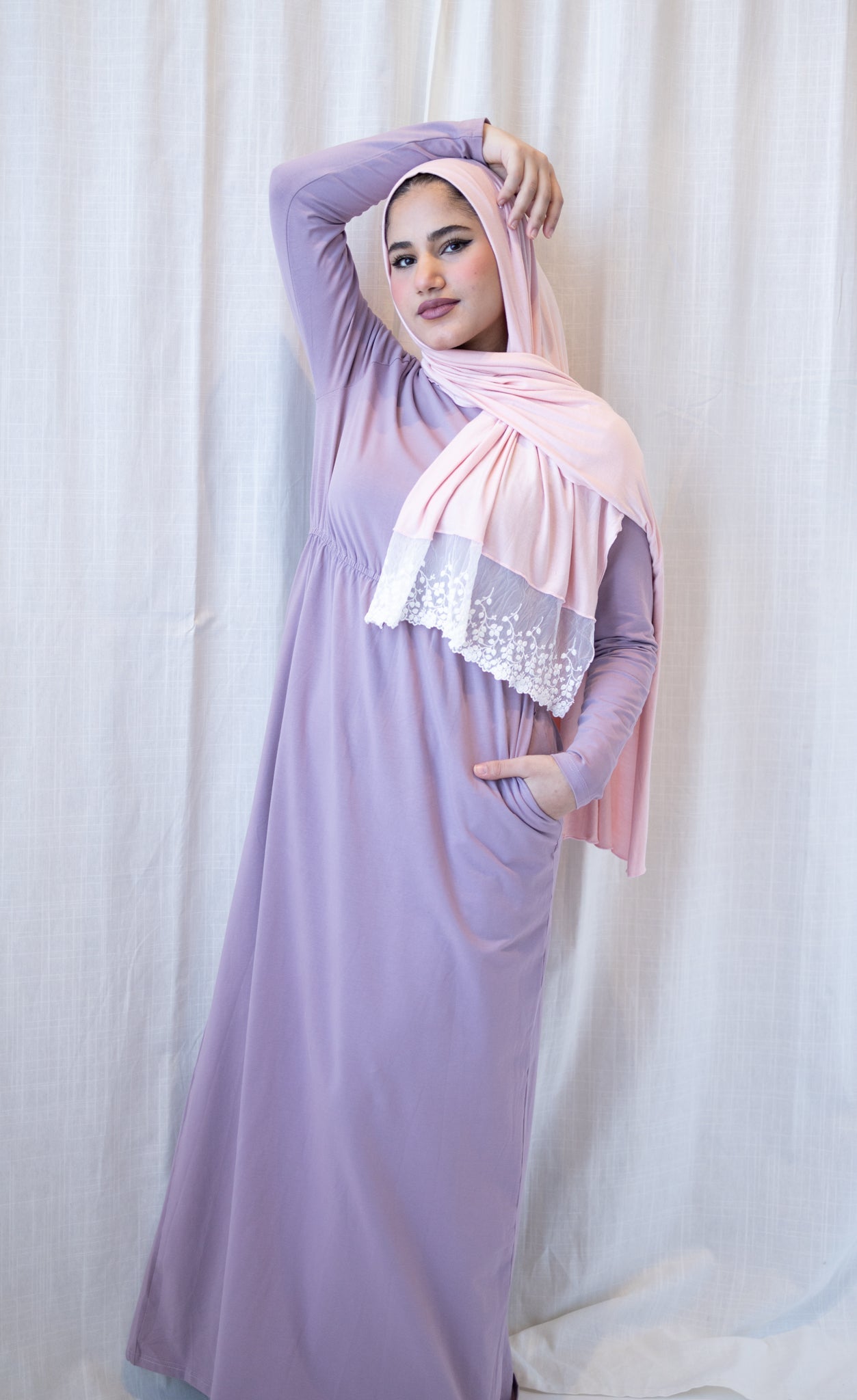 Basic Long Sleeve Maxi Dress - Lilac Purple