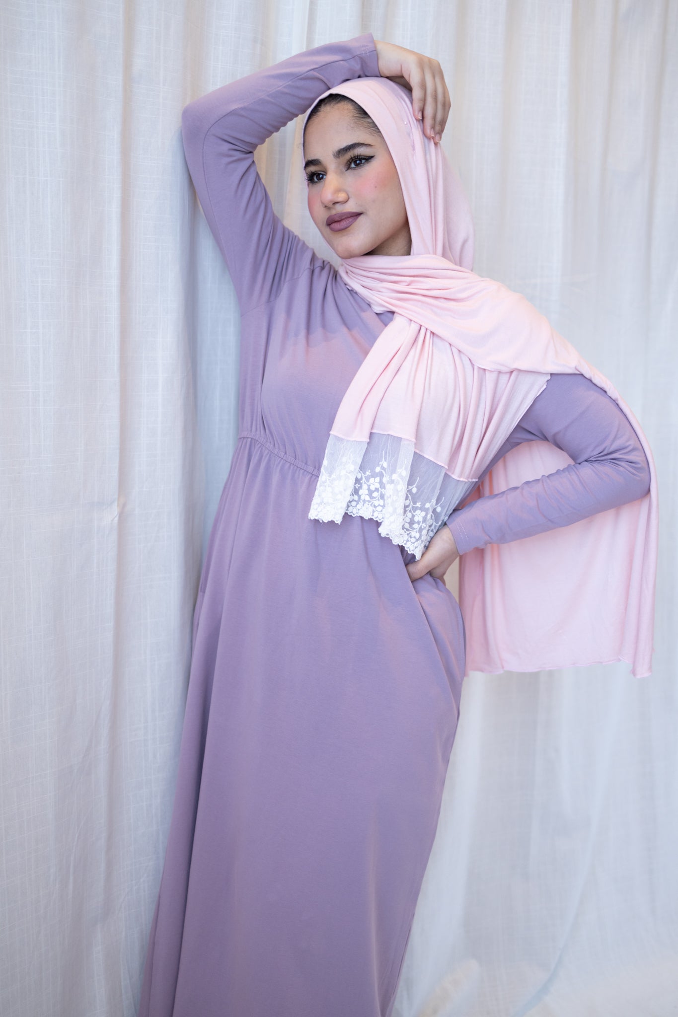 Basic Long Sleeve Maxi Dress - Lilac Purple