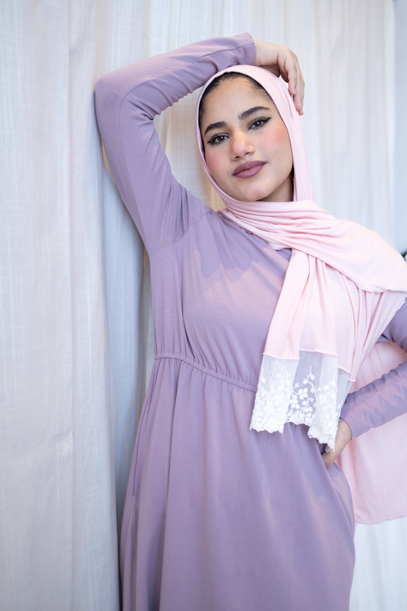 Basic Long Sleeve Maxi Dress - Lilac Purple