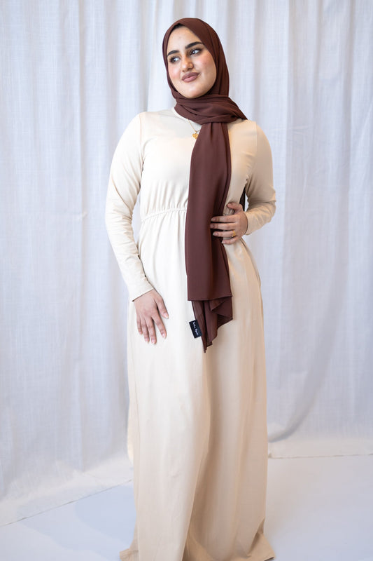 Basic Long Sleeve Maxi Dress - Vanilla Creme