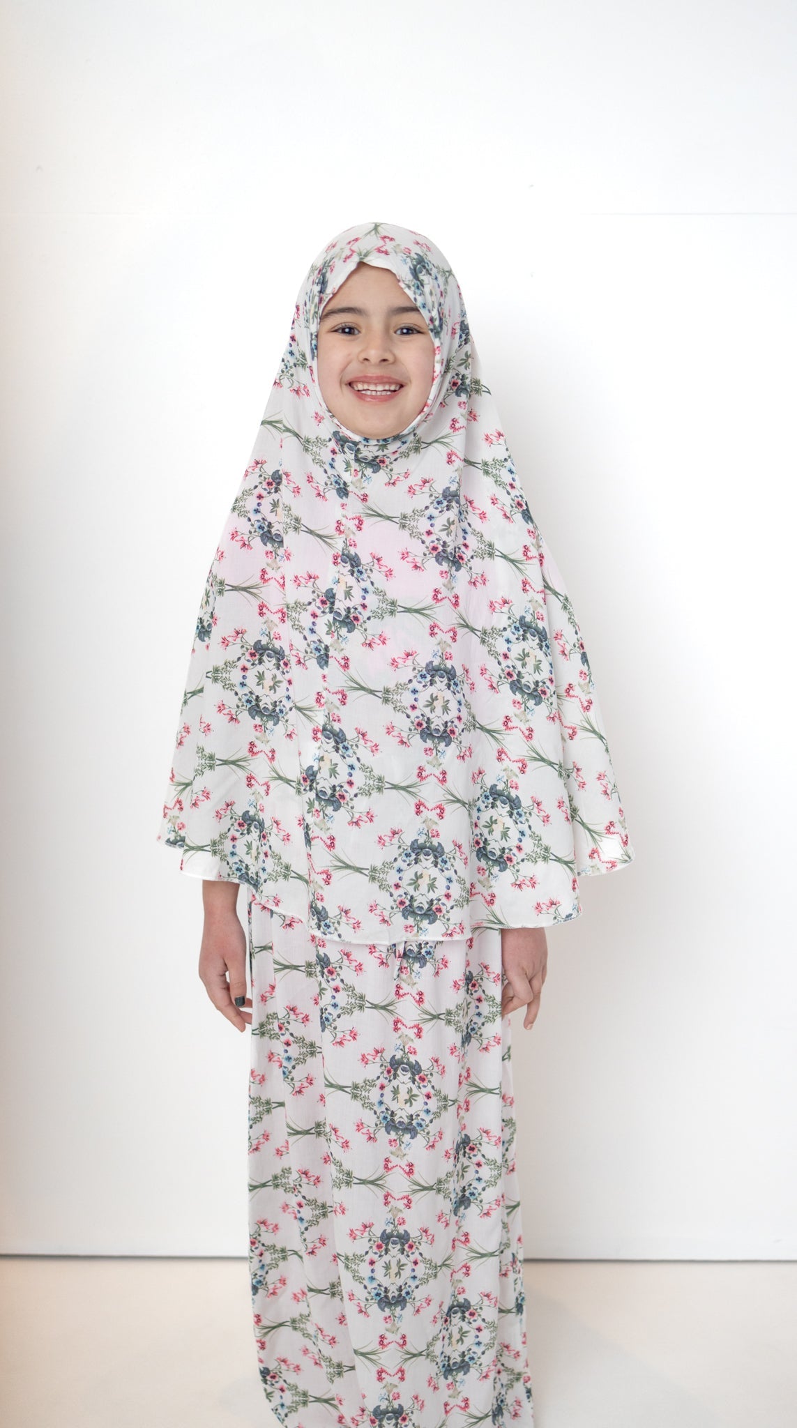 Child Two-Piece Prayer Outfit - Pink Floral Garden