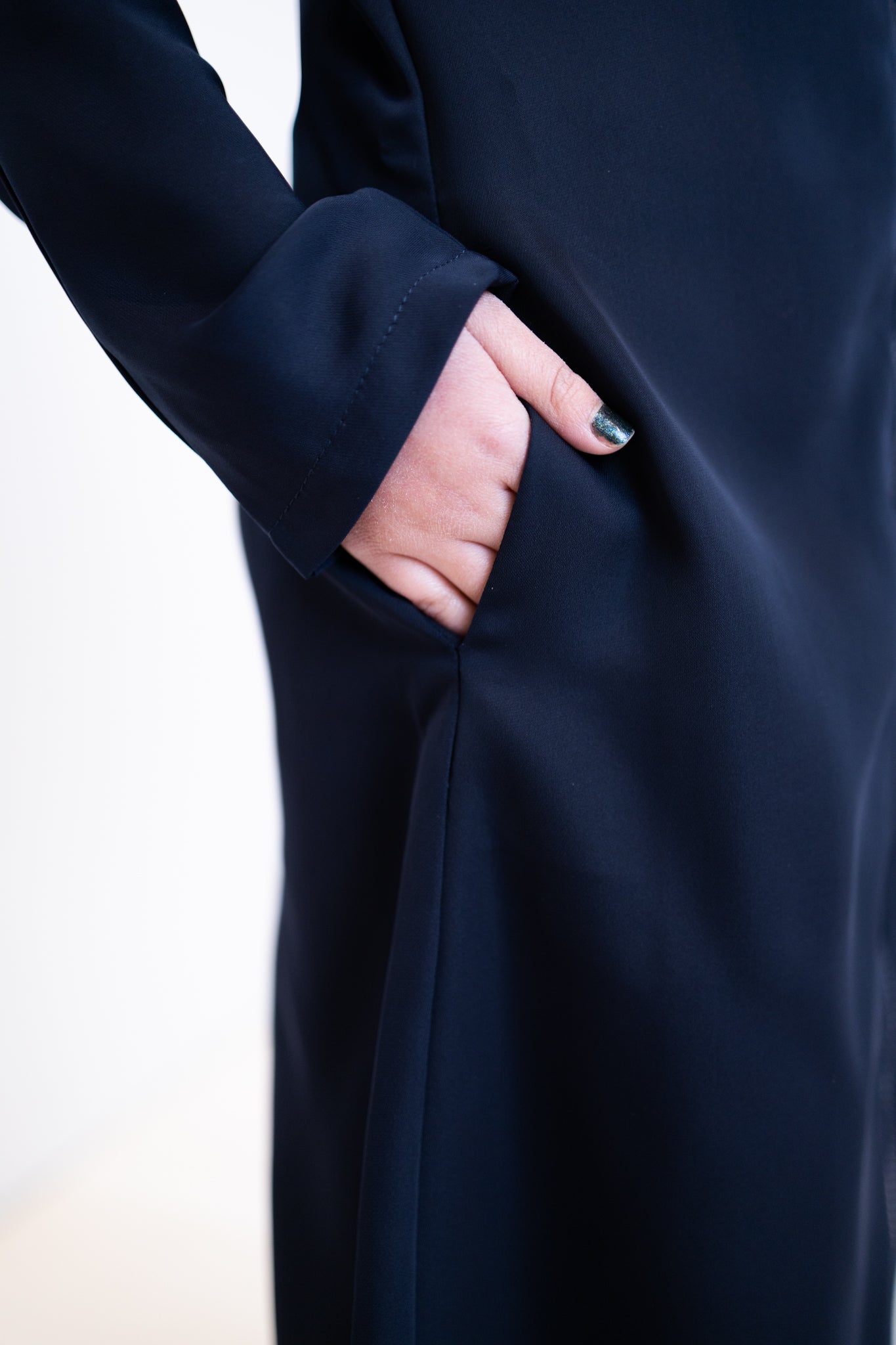 Child Essential Zip-Up Abaya - Navy