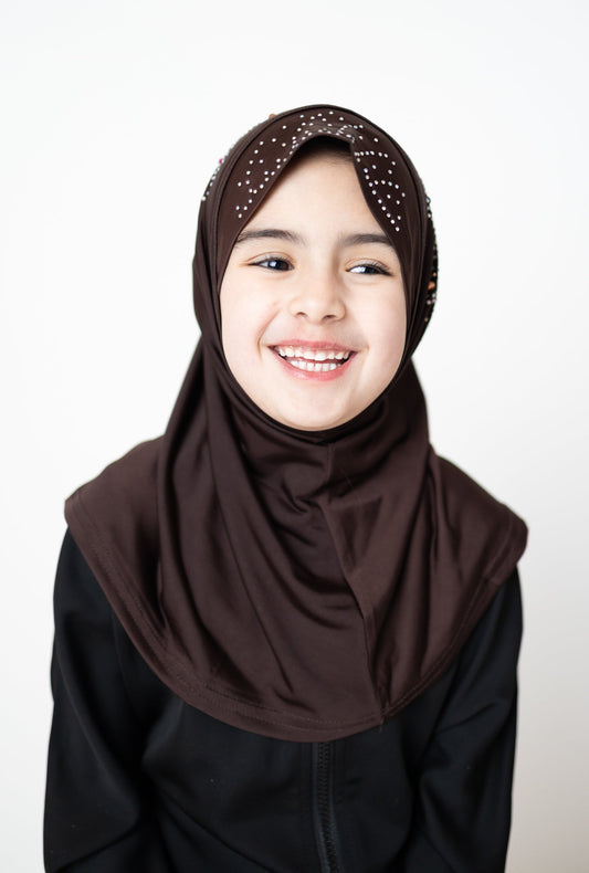 Slip-On Girls Hijab - Brown