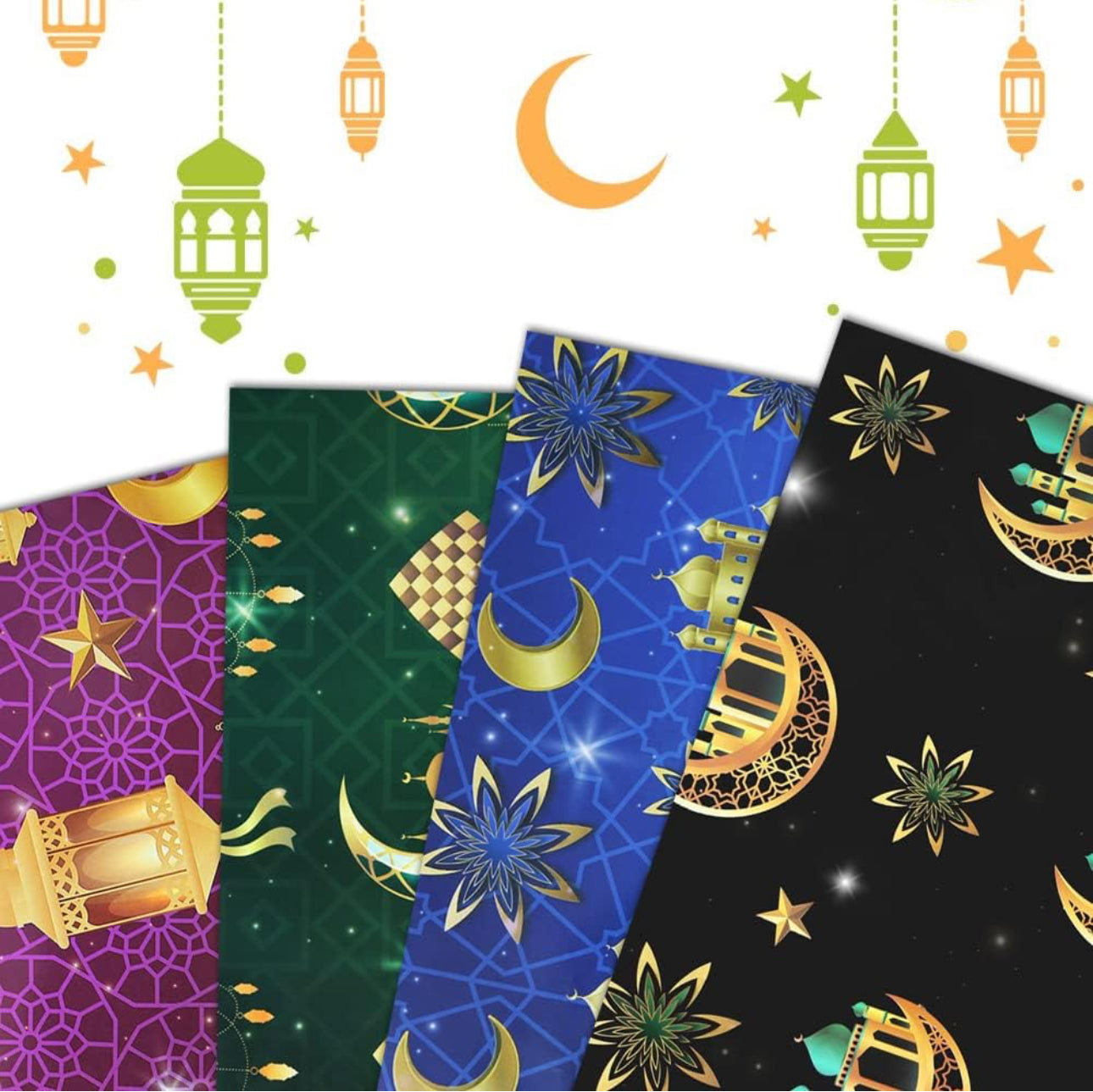 12pcs Ramadan/Eid wrapping paper sheets