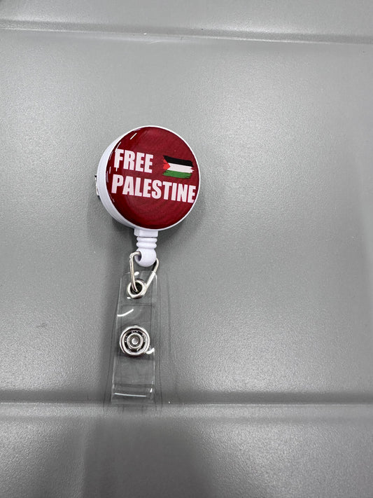 Free Palestine retractable ID holder