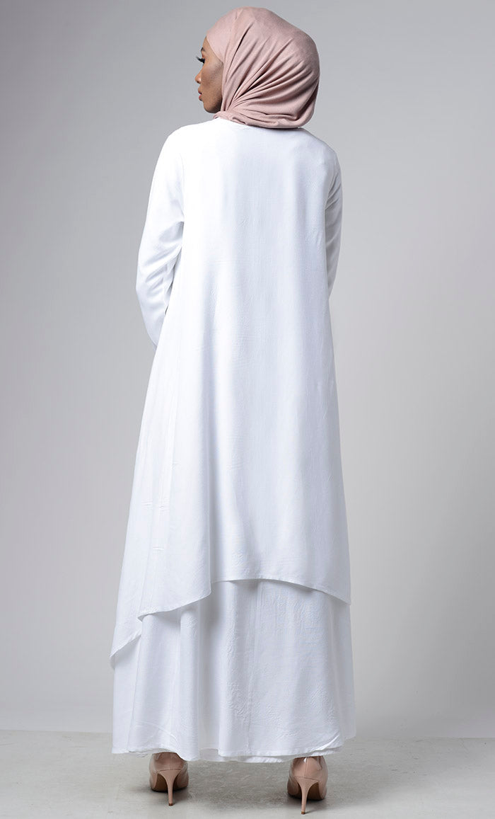 Asymmetrical double layered modest wear muslimah abaya dress