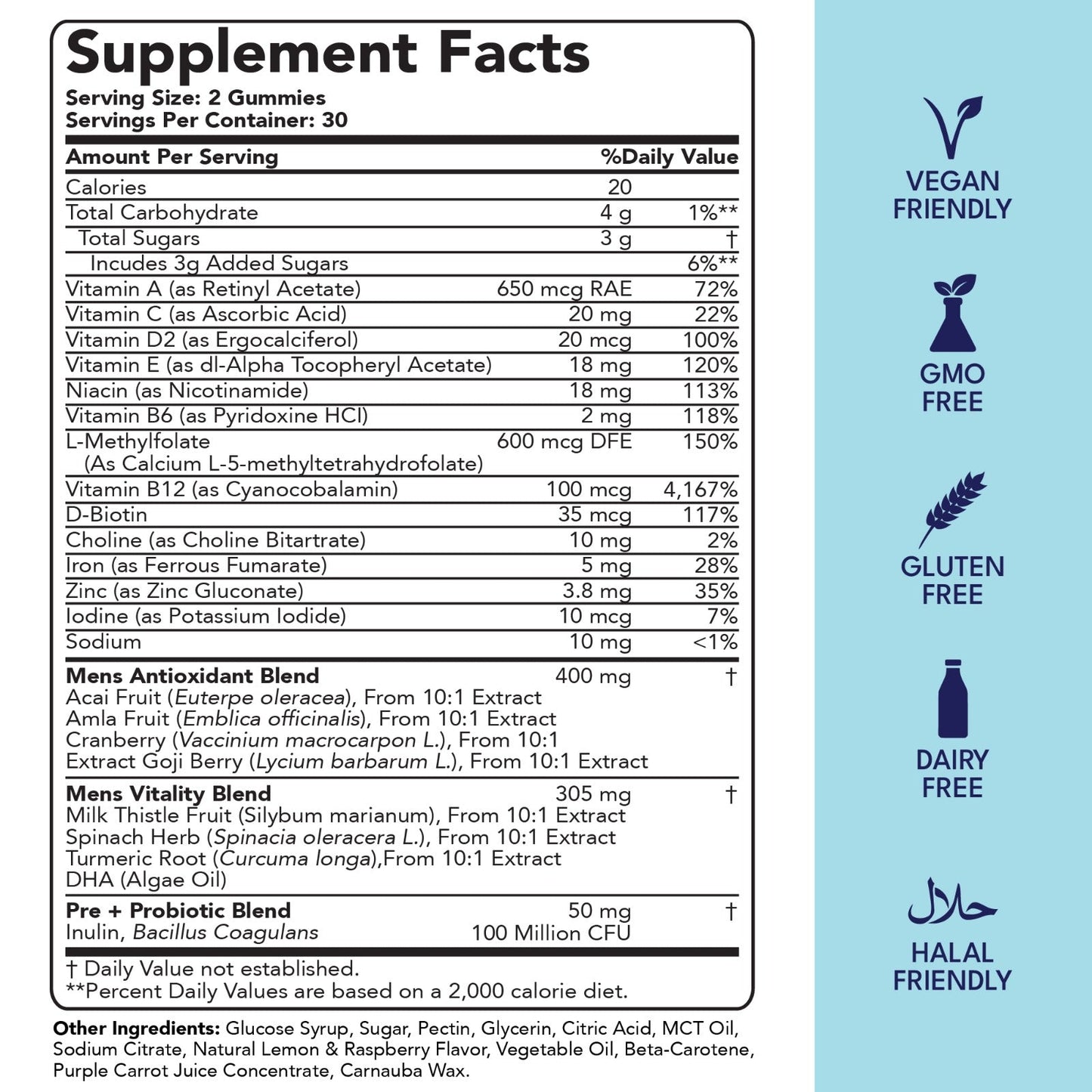 Mens Full Spectrum Multivitamin + Pre+Probiotics Gummies