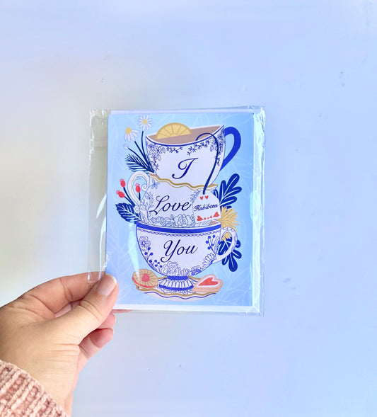 I love you habibtea greeting card