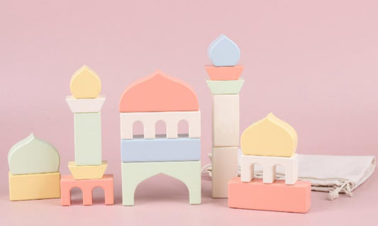 Lil Nour Pastel Wooden Mosque Building Blocks Set