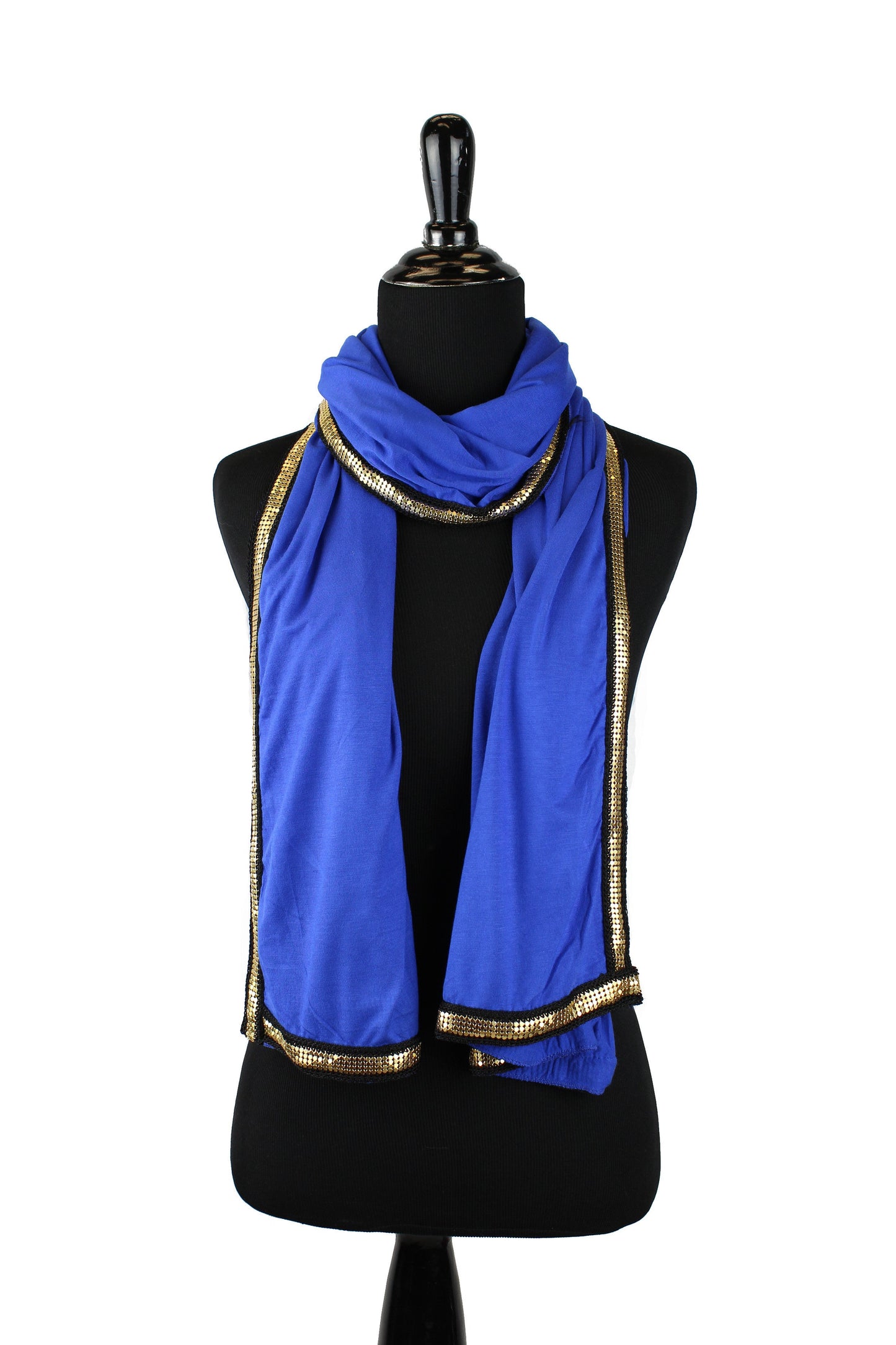 Gold Trim Jersey Hijab - Royal Blue