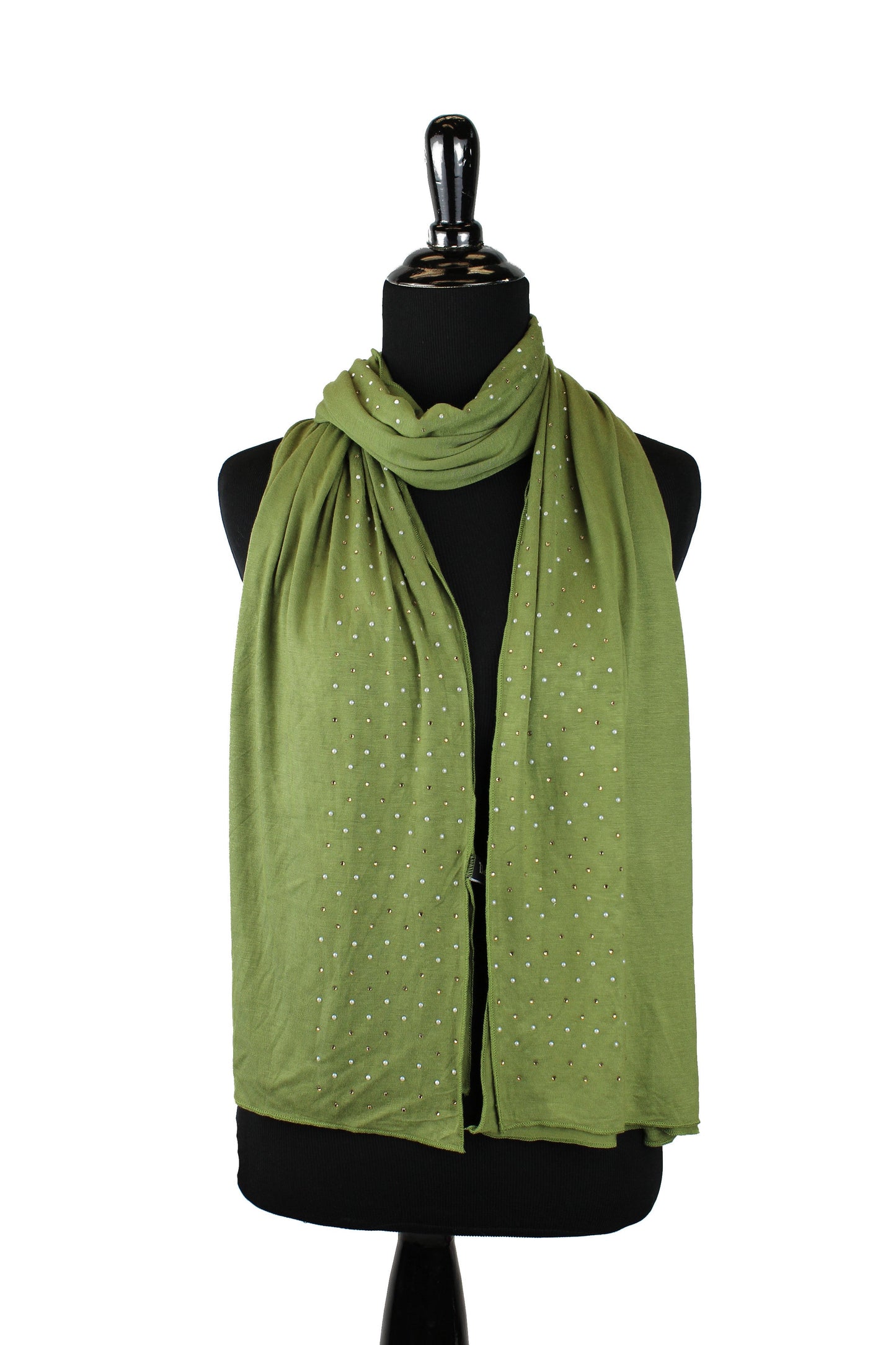 Beaded Jersey Hijab - Light Olive