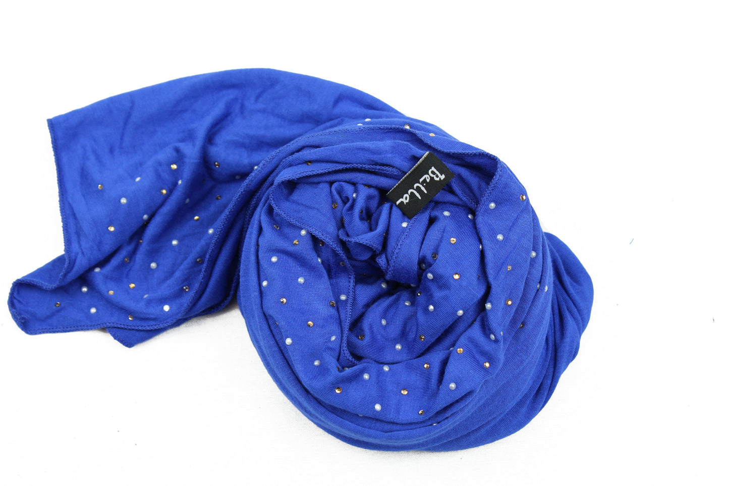 Beaded Jersey Hijab - Royal Blue